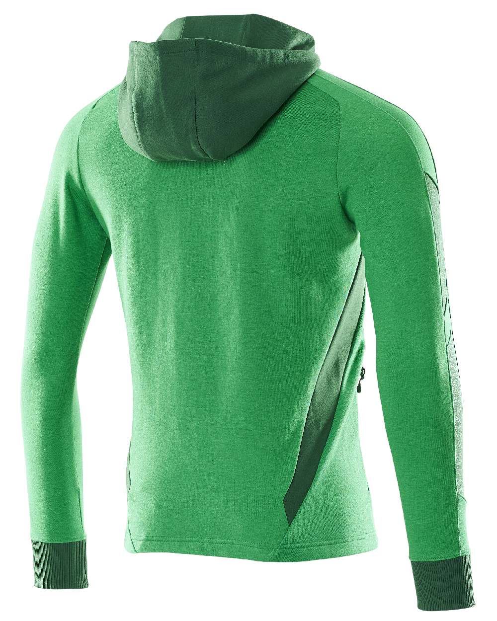 Grass Green Coloured Mascot Workwear Mens Accelerate Hoodie With Zipper on white background 