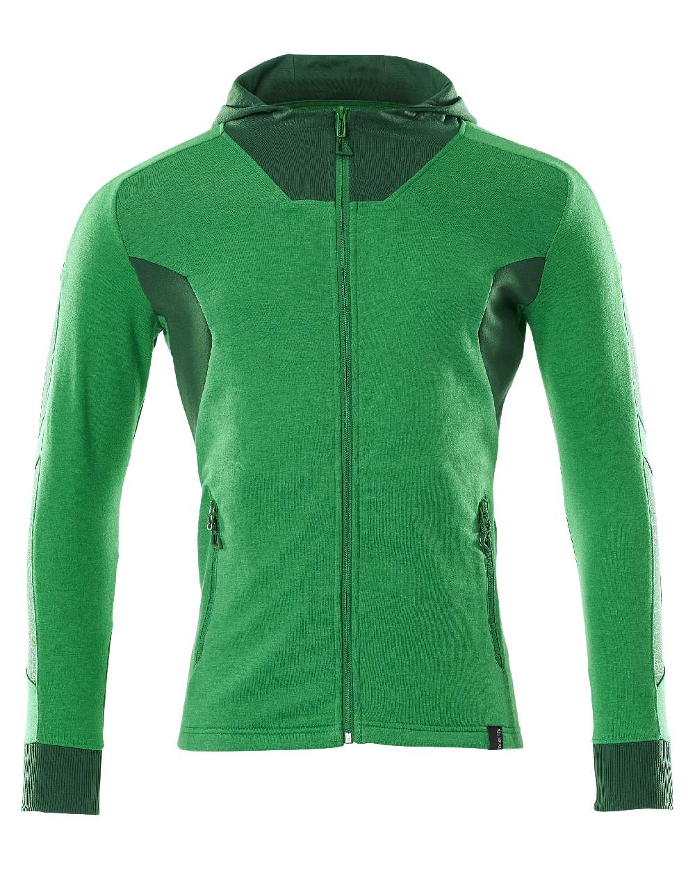 Grass Green Coloured Mascot Workwear Mens Accelerate Hoodie With Zipper on white background 