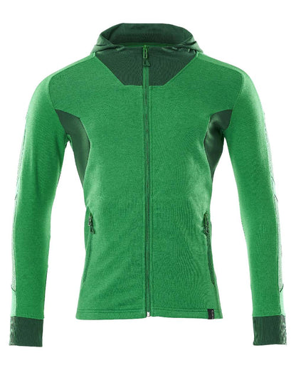 Grass Green Coloured Mascot Workwear Mens Accelerate Hoodie With Zipper on white background 