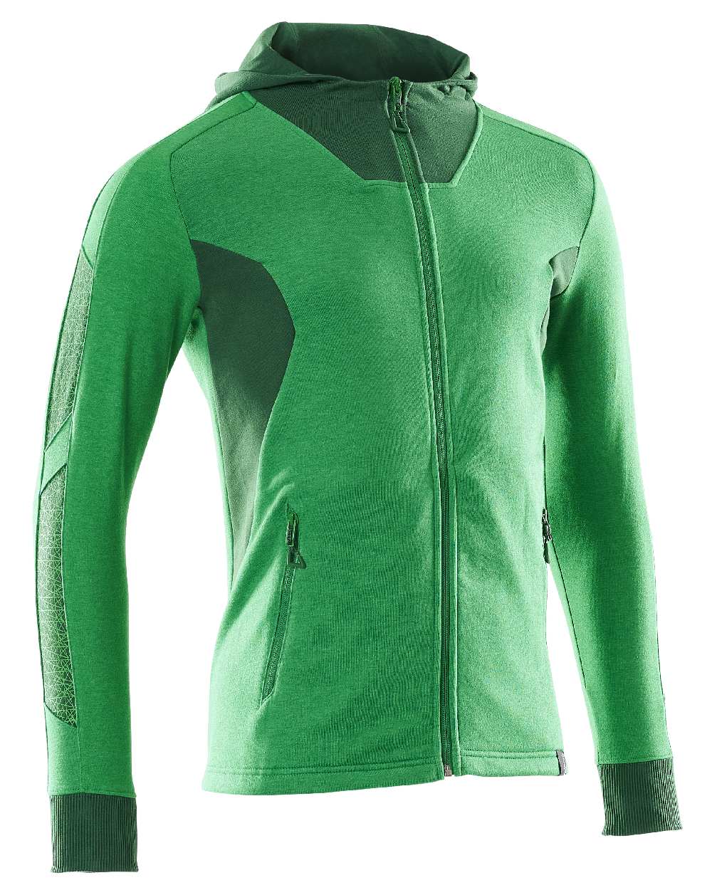 Grass Green Coloured Mascot Workwear Mens Accelerate Hoodie With Zipper on white background 