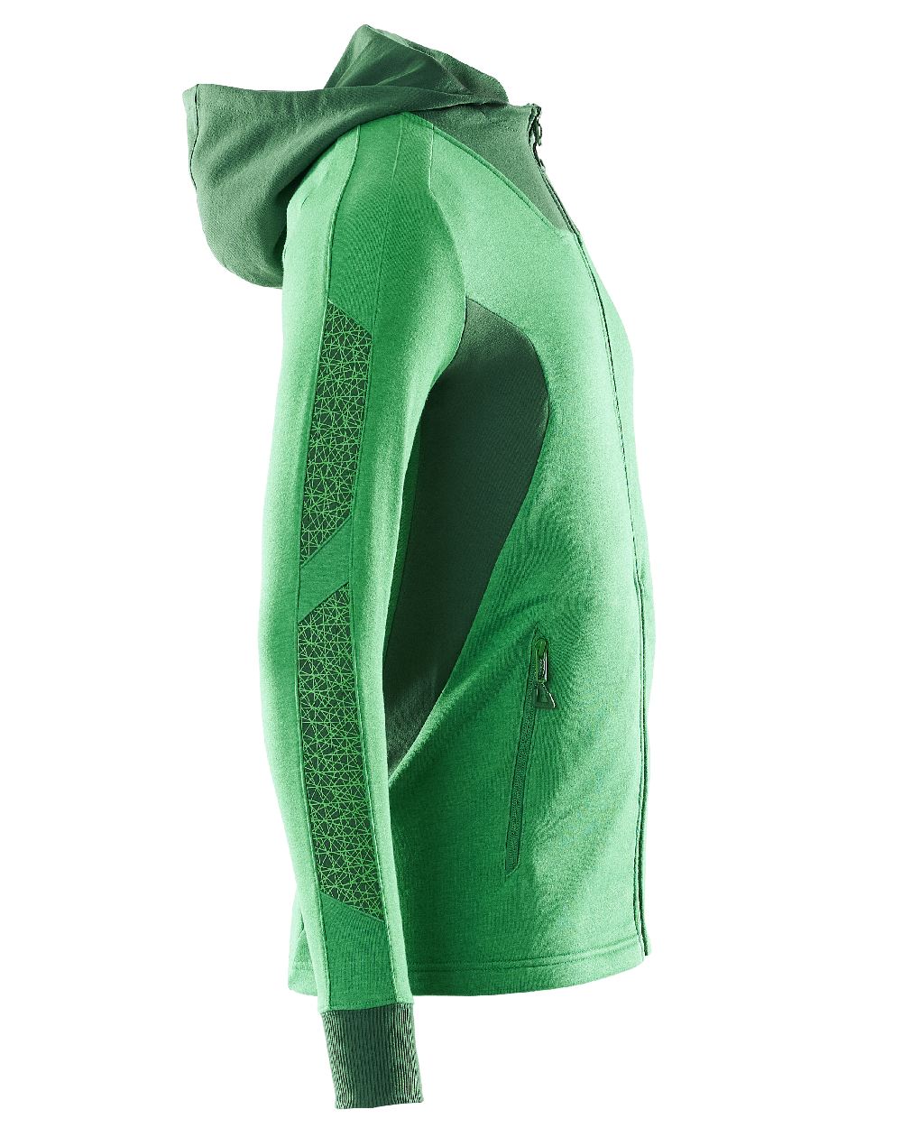 Grass Green Coloured Mascot Workwear Mens Accelerate Hoodie With Zipper on white background 