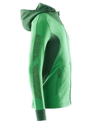 Grass Green Coloured Mascot Workwear Mens Accelerate Hoodie With Zipper on white background 