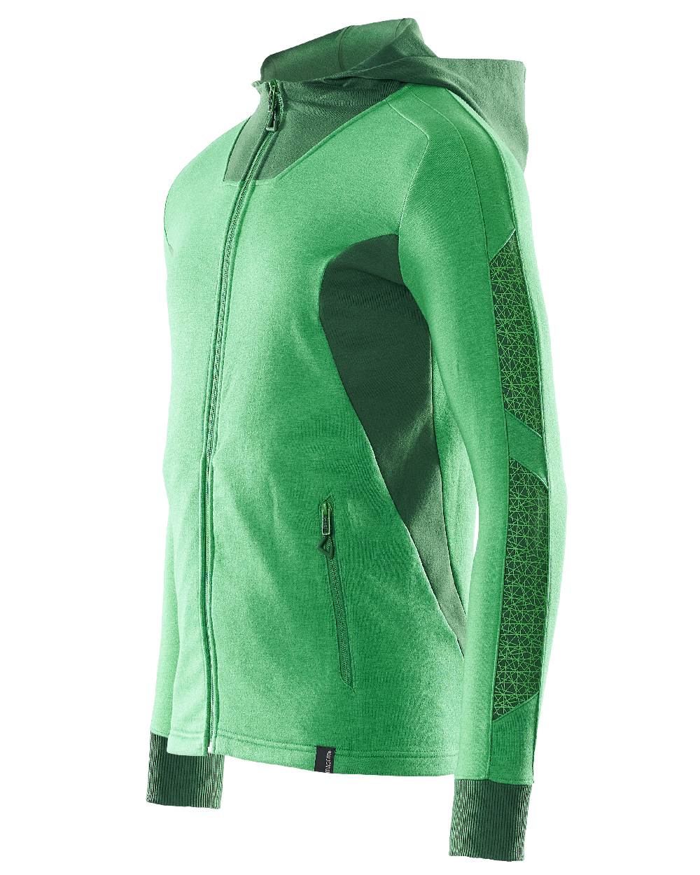 Grass Green Coloured Mascot Workwear Mens Accelerate Hoodie With Zipper on white background 
