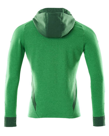 Grass Green Coloured Mascot Workwear Mens Accelerate Hoodie With Zipper on white background 