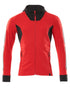 Traffic Red Black Coloured Mascot Workwear Mens Accelerate Hoodie With Zipper on white background 