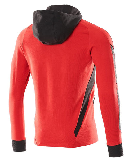 Traffic Red Black Coloured Mascot Workwear Mens Accelerate Hoodie With Zipper on white background 