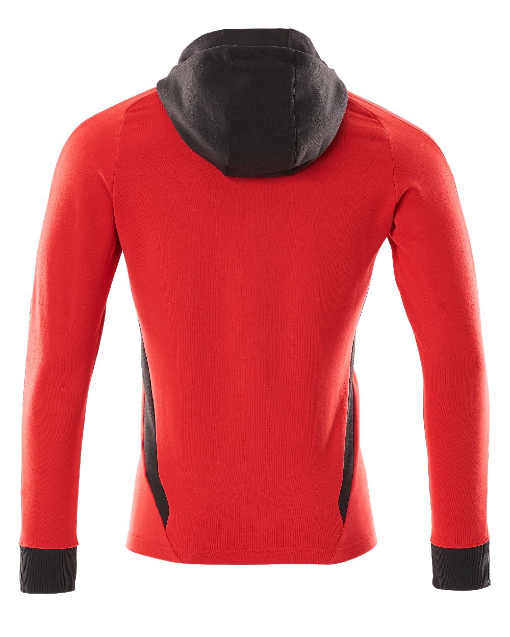 Traffic Red Black Coloured Mascot Workwear Mens Accelerate Hoodie With Zipper on white background 