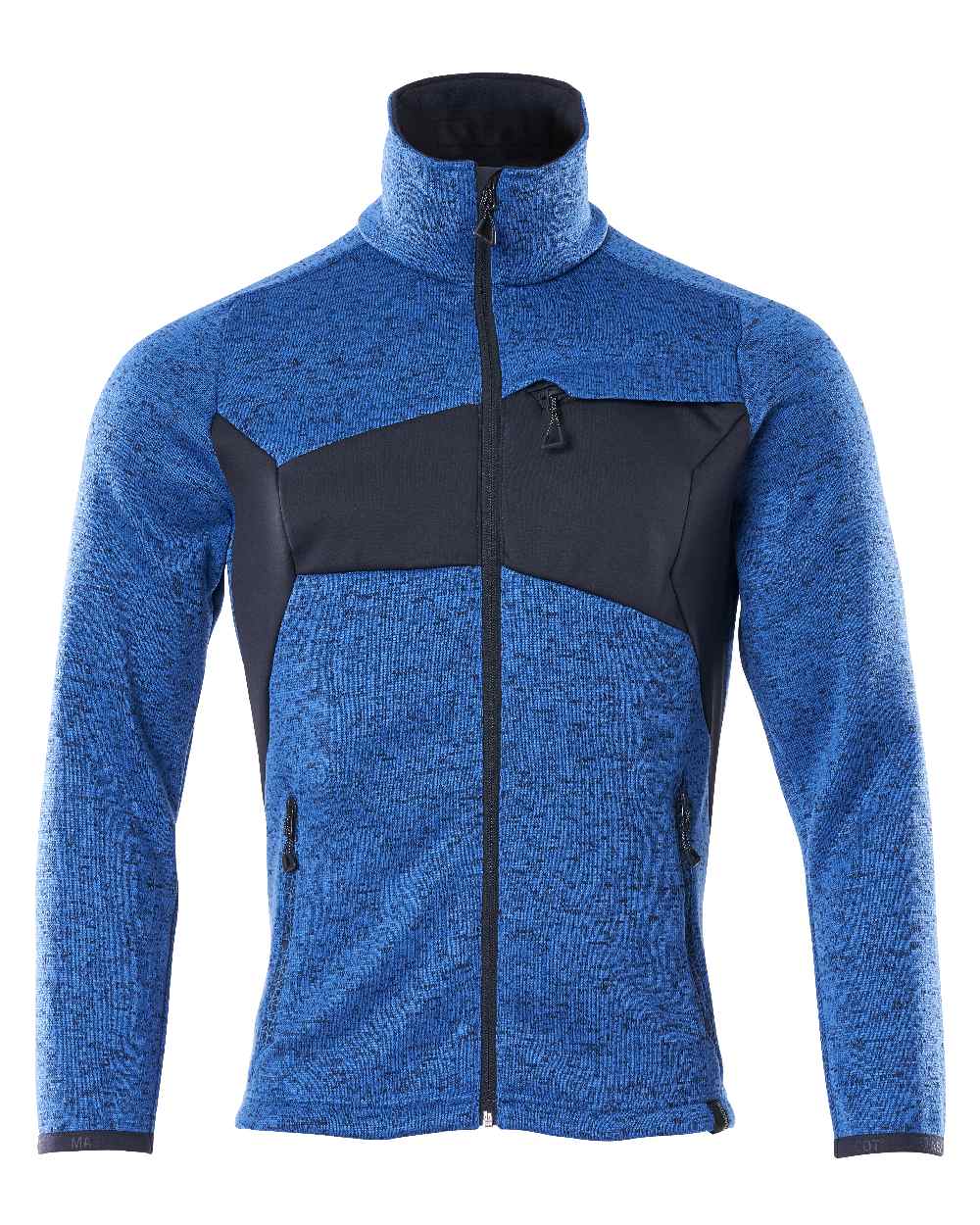 Azure Blue Dark Navy Coloured Mascot Workwear Mens Accelerate Knitted Jumper With Zipper on white background 