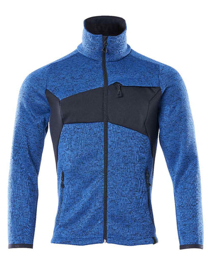 Azure Blue Dark Navy Coloured Mascot Workwear Mens Accelerate Knitted Jumper With Zipper on white background 