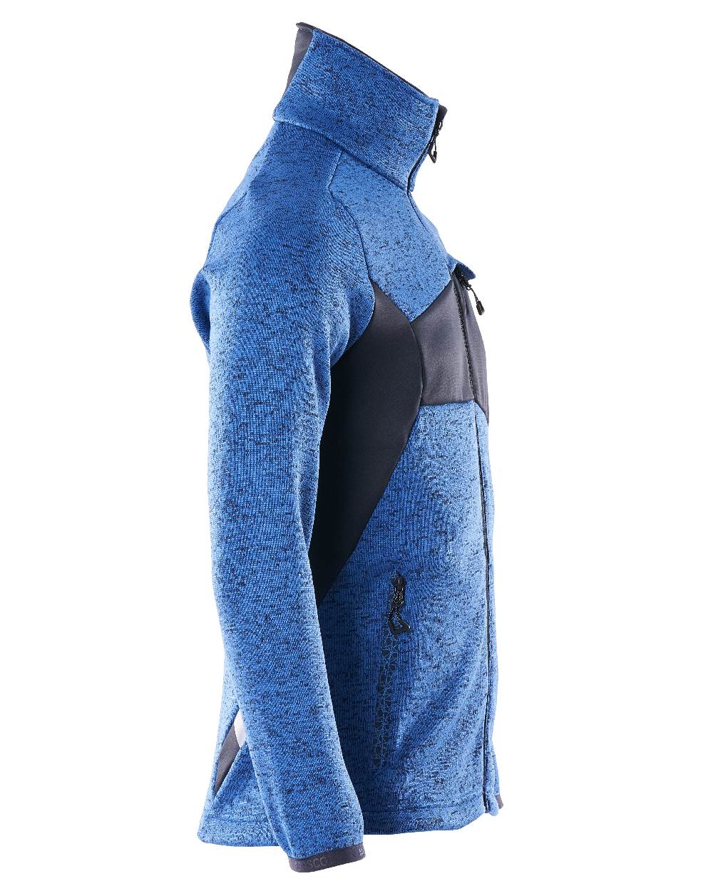 Azure Blue Dark Navy Coloured Mascot Workwear Mens Accelerate Knitted Jumper With Zipper on white background 