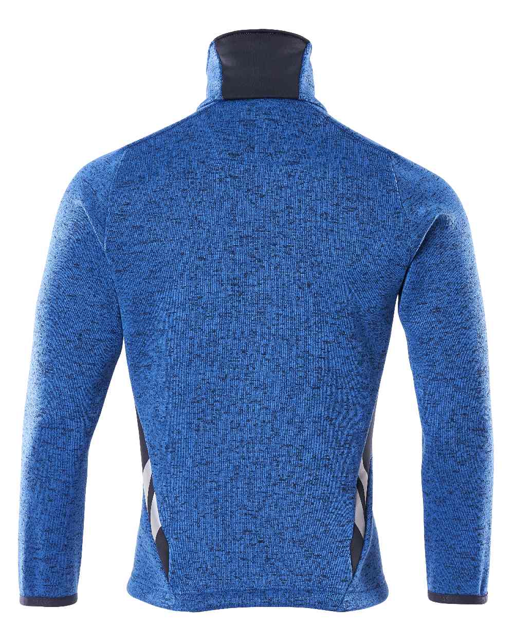 Azure Blue Dark Navy Coloured Mascot Workwear Mens Accelerate Knitted Jumper With Zipper on white background 