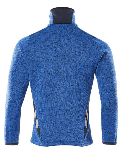 Azure Blue Dark Navy Coloured Mascot Workwear Mens Accelerate Knitted Jumper With Zipper on white background 