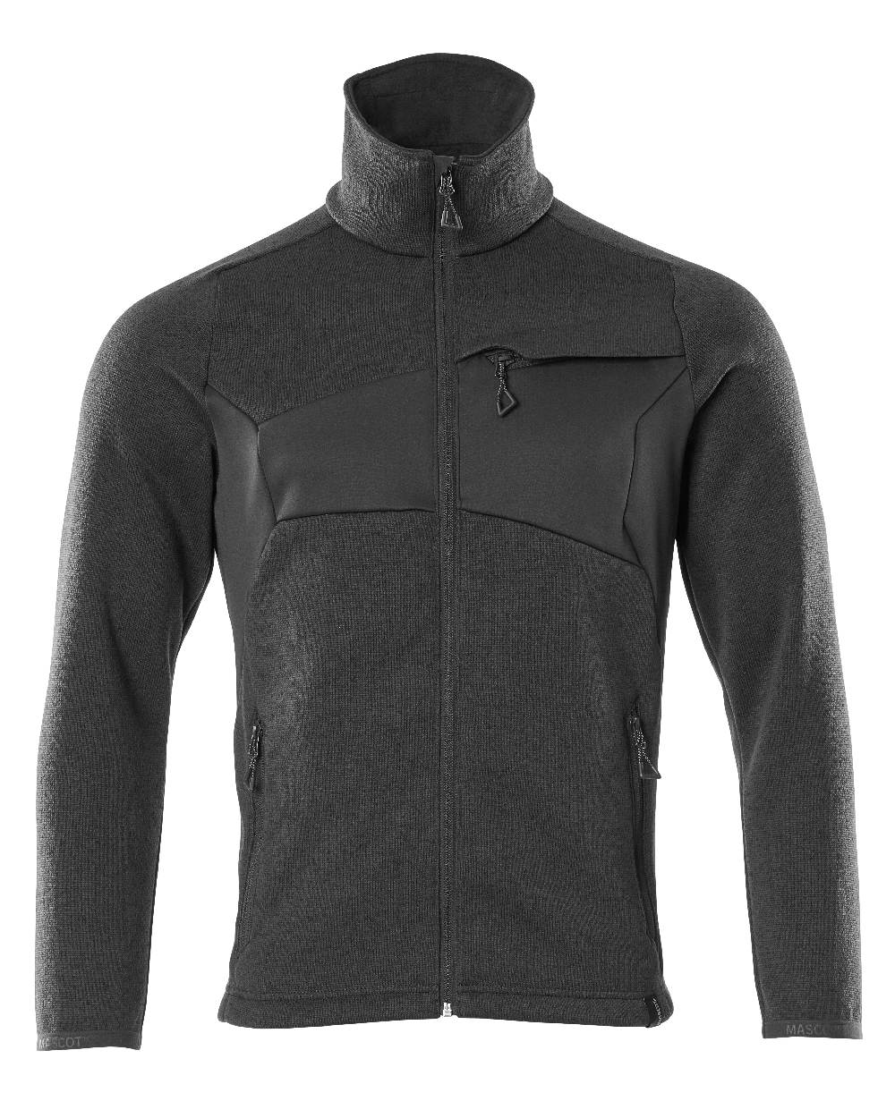 Black Coloured Mascot Workwear Mens Accelerate Knitted Jumper With Zipper on white background 