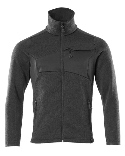 Black Coloured Mascot Workwear Mens Accelerate Knitted Jumper With Zipper on white background 