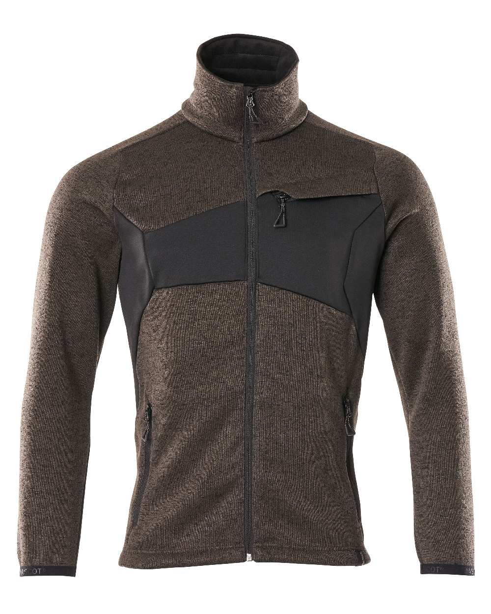 Dark Anthracite Black Coloured Mascot Workwear Mens Accelerate Knitted Jumper With Zipper on white background