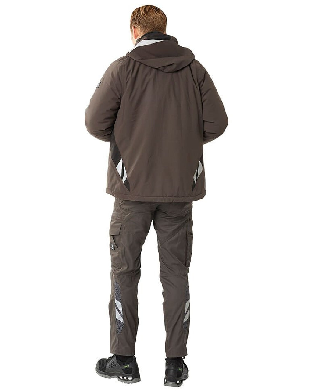 Dark Anthracite Black Coloured Mascot Workwear Mens Accelerate Knitted Jumper With Zipper on white background 