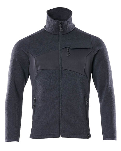 Dark Navy Coloured Mascot Workwear Mens Accelerate Knitted Jumper With Zipper on white background 