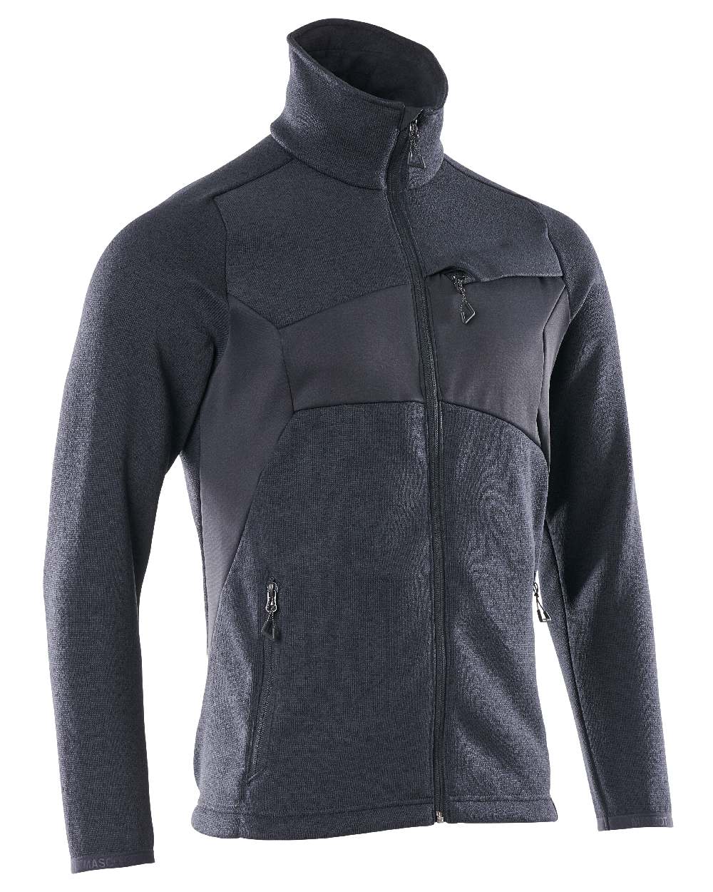Dark Navy Coloured Mascot Workwear Mens Accelerate Knitted Jumper With Zipper on white background 