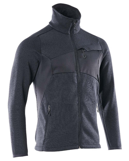 Dark Navy Coloured Mascot Workwear Mens Accelerate Knitted Jumper With Zipper on white background 