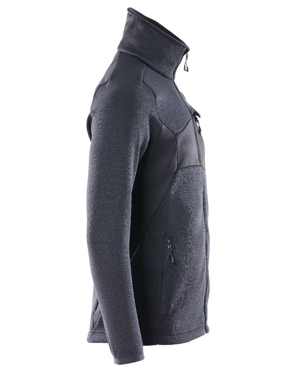 Dark Navy Coloured Mascot Workwear Mens Accelerate Knitted Jumper With Zipper on white background 