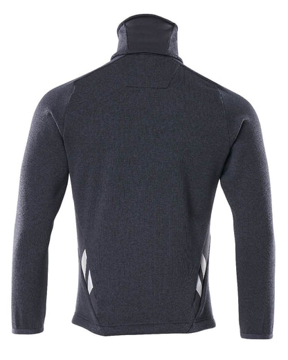 Dark Navy Coloured Mascot Workwear Mens Accelerate Knitted Jumper With Zipper on white background 