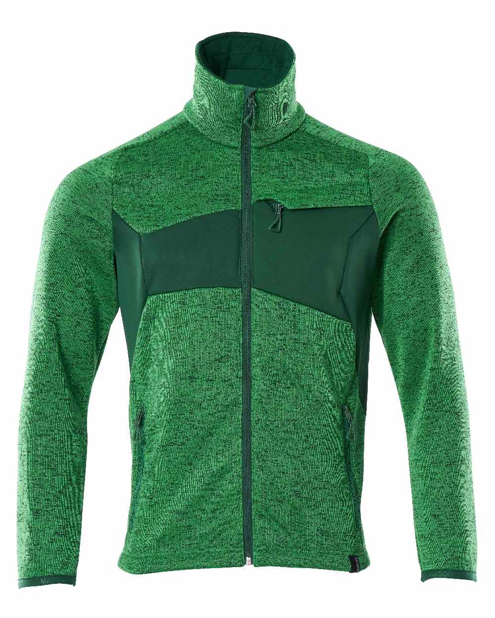 Grass Green Coloured Mascot Workwear Mens Accelerate Knitted Jumper With Zipper on white background 