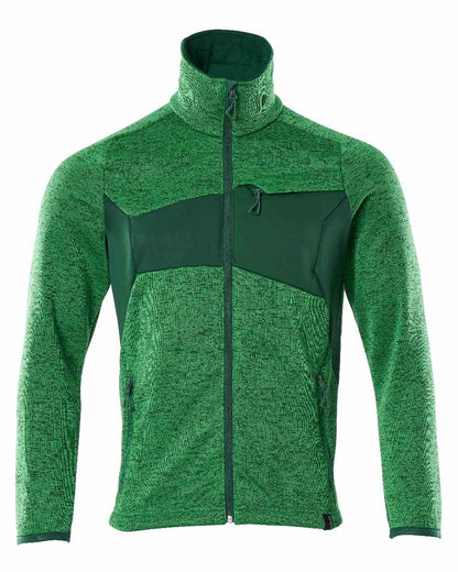 Grass Green Coloured Mascot Workwear Mens Accelerate Knitted Jumper With Zipper on white background 