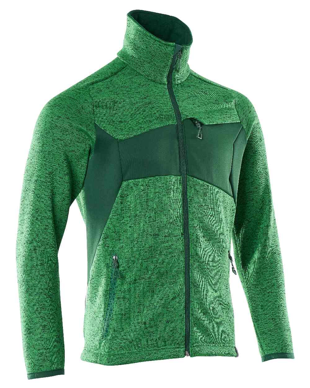 Grass Green Coloured Mascot Workwear Mens Accelerate Knitted Jumper With Zipper on white background 
