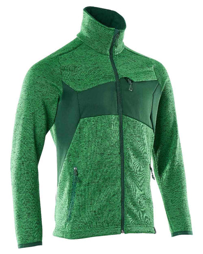 Grass Green Coloured Mascot Workwear Mens Accelerate Knitted Jumper With Zipper on white background 