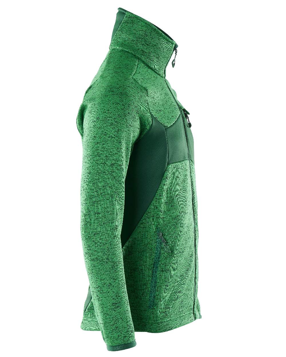 Grass Green Coloured Mascot Workwear Mens Accelerate Knitted Jumper With Zipper on white background 