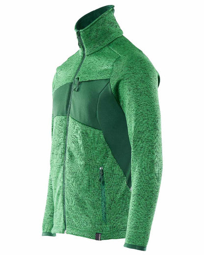 Grass Green Coloured Mascot Workwear Mens Accelerate Knitted Jumper With Zipper on white background 