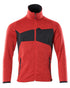 Traffic Red Black Coloured Mascot Workwear Mens Accelerate Knitted Jumper With Zipper on white background 