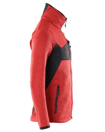 Traffic Red Black Coloured Mascot Workwear Mens Accelerate Knitted Jumper With Zipper on white background 