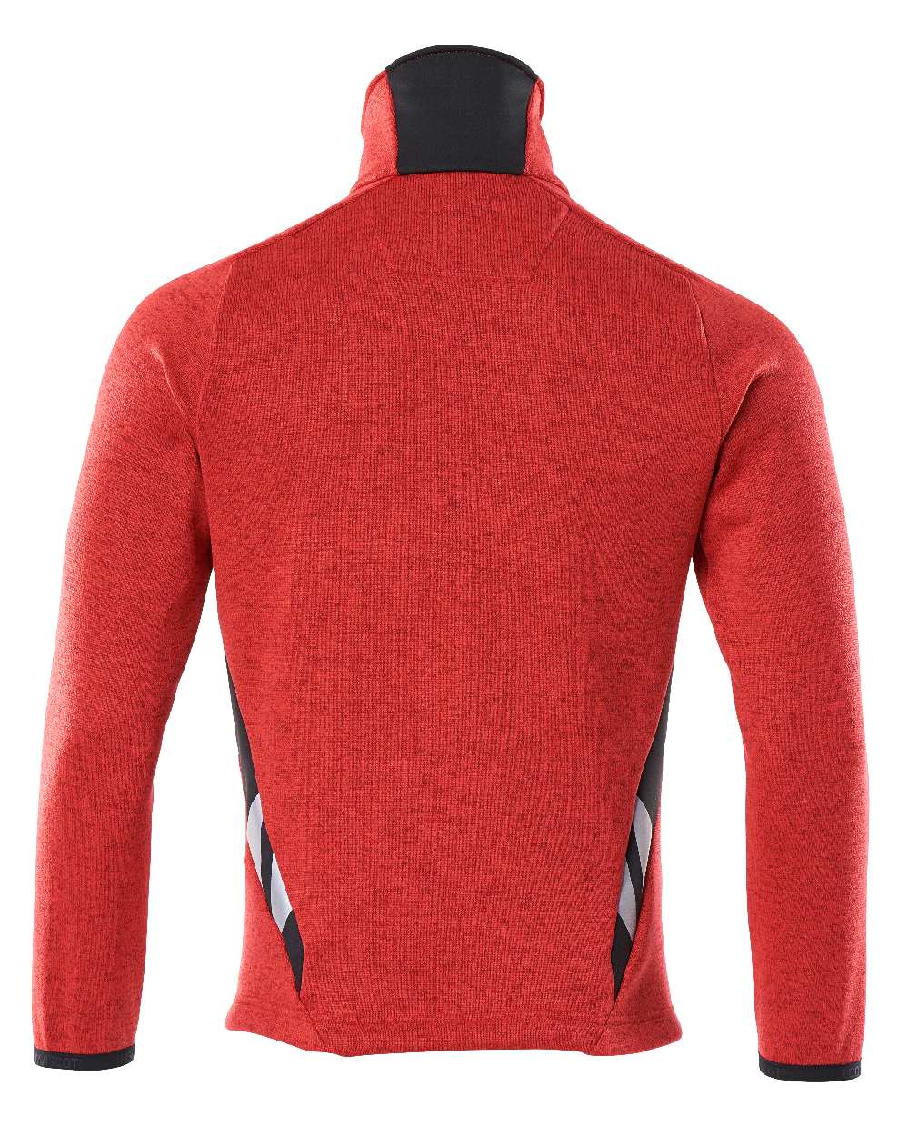 Traffic Red Black Coloured Mascot Workwear Mens Accelerate Knitted Jumper With Zipper on white background 