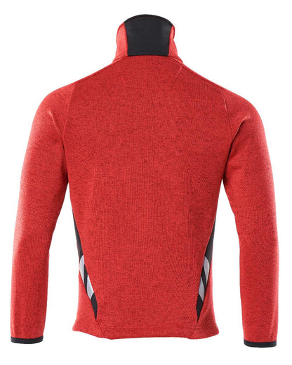 Traffic Red Black Coloured Mascot Workwear Mens Accelerate Knitted Jumper With Zipper on white background 