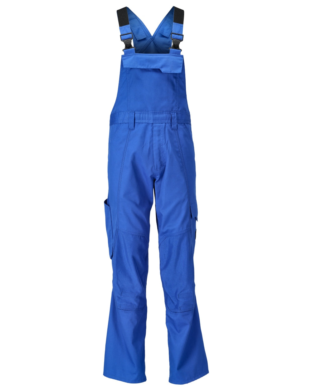 Azure Blue Coloured Mascot Workwear Mens Accelerate Lightweight Bib &amp; Brace With Kneepad Pockets on white background 
