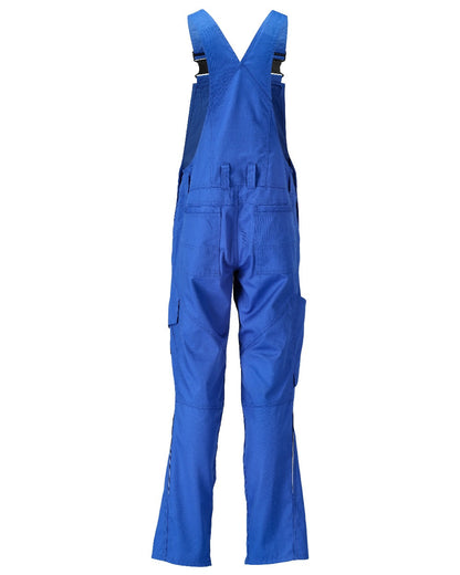 Azure Blue Coloured Mascot Workwear Mens Accelerate Lightweight Bib &amp; Brace With Kneepad Pockets on white background 