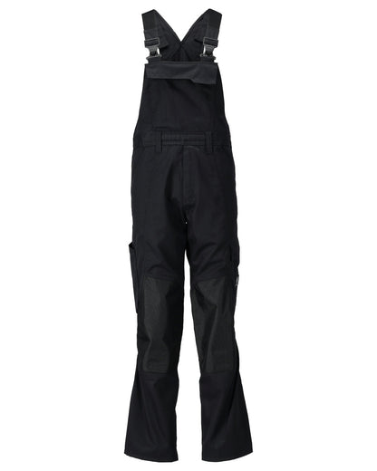 Black Coloured Mascot Workwear Mens Accelerate Lightweight Bib &amp; Brace With Kneepad Pockets on white background 