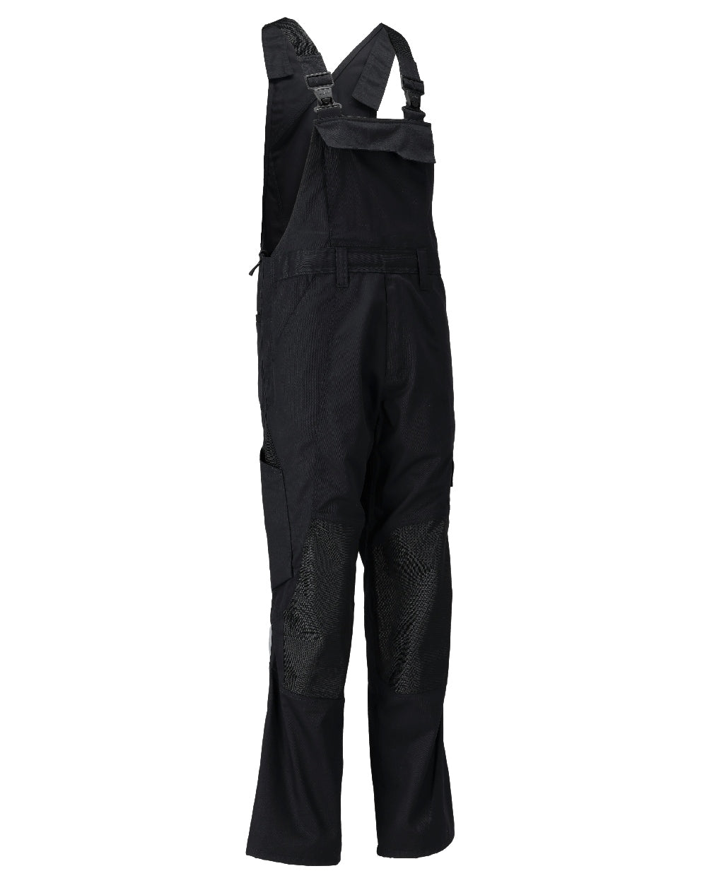 Black Coloured Mascot Workwear Mens Accelerate Lightweight Bib &amp; Brace With Kneepad Pockets on white background 