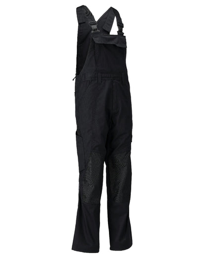 Black Coloured Mascot Workwear Mens Accelerate Lightweight Bib &amp; Brace With Kneepad Pockets on white background 