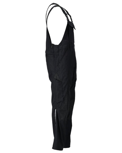 Black Coloured Mascot Workwear Mens Accelerate Lightweight Bib &amp; Brace With Kneepad Pockets on white background 