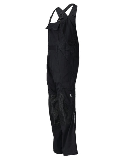 Black Coloured Mascot Workwear Mens Accelerate Lightweight Bib &amp; Brace With Kneepad Pockets on white background 