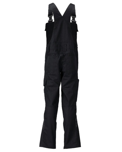 Black Coloured Mascot Workwear Mens Accelerate Lightweight Bib &amp; Brace With Kneepad Pockets on white background 