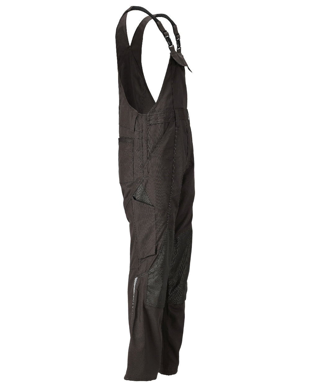 Dark Anthracite Coloured Mascot Workwear Mens Accelerate Lightweight Bib &amp; Brace With Kneepad Pockets on white background 