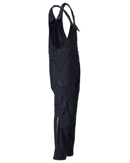 Dark Navy Coloured Mascot Workwear Mens Accelerate Lightweight Bib &amp; Brace With Kneepad Pockets on white background 