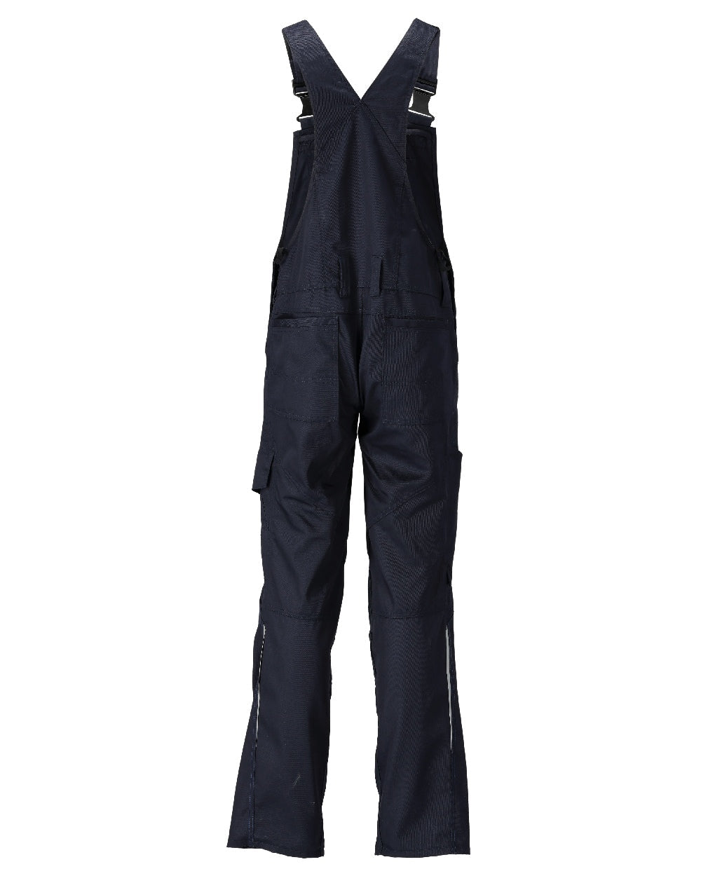 Dark Navy Coloured Mascot Workwear Mens Accelerate Lightweight Bib &amp; Brace With Kneepad Pockets on white background 