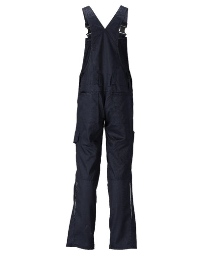 Dark Navy Coloured Mascot Workwear Mens Accelerate Lightweight Bib &amp; Brace With Kneepad Pockets on white background 