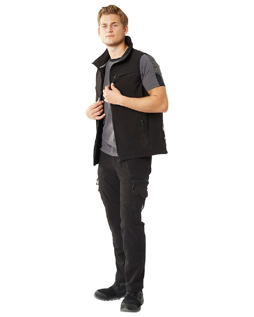 Black Coloured Mascot Workwear Mens Accelerate Lightweight Gilet on white background 