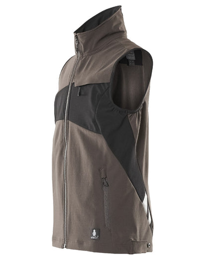 Dark Anthracite Black Coloured Mascot Workwear Mens Accelerate Lightweight Gilet on white background 
