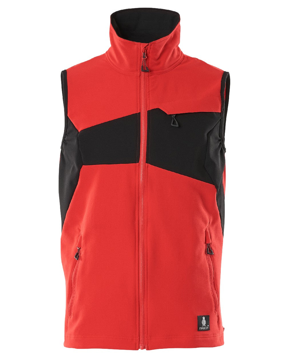 Traffic Red Black Coloured Mascot Workwear Mens Accelerate Lightweight Gilet on white background 